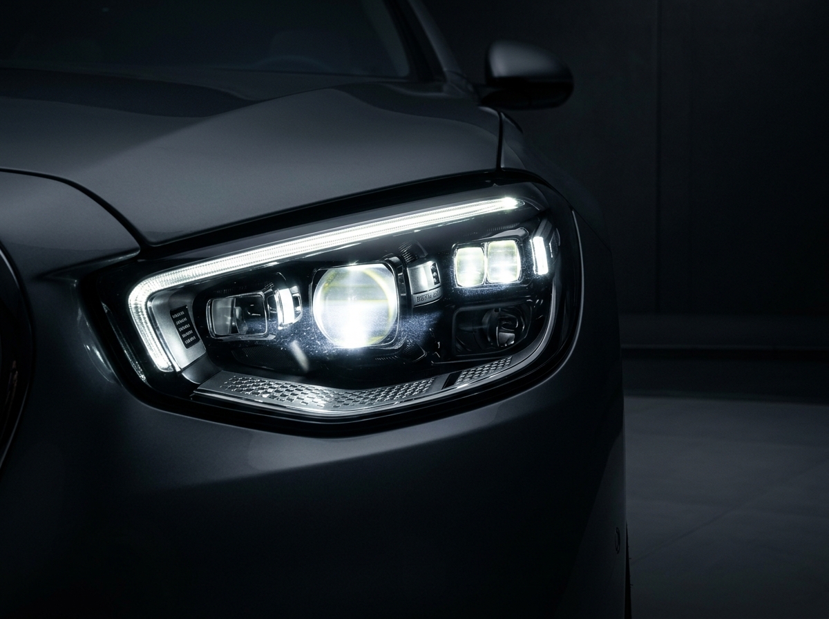 High-precision automotive LED matrix headlight optics